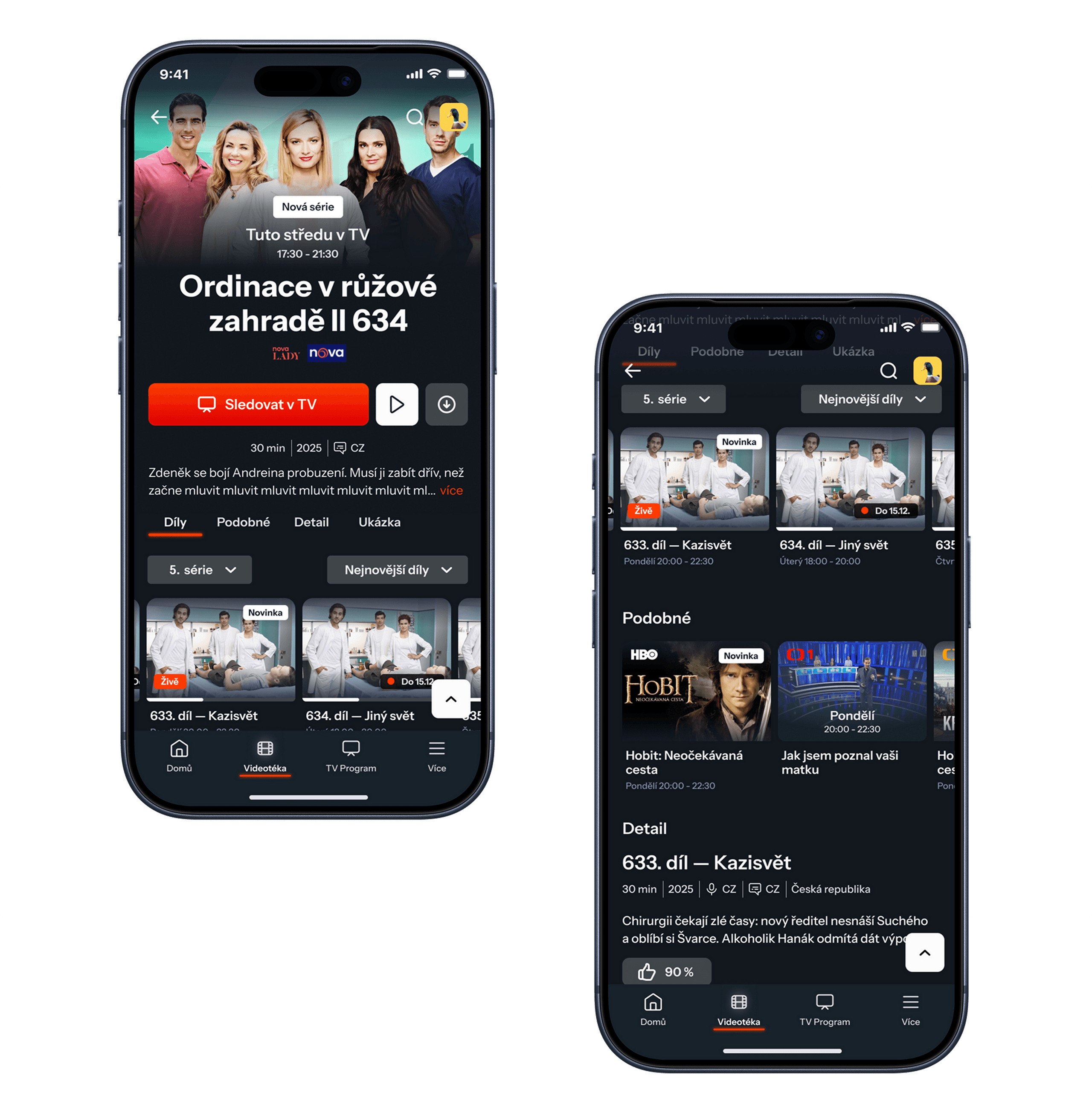 Nový návrh detailu pořadu na mobilním webu Lepší.TV